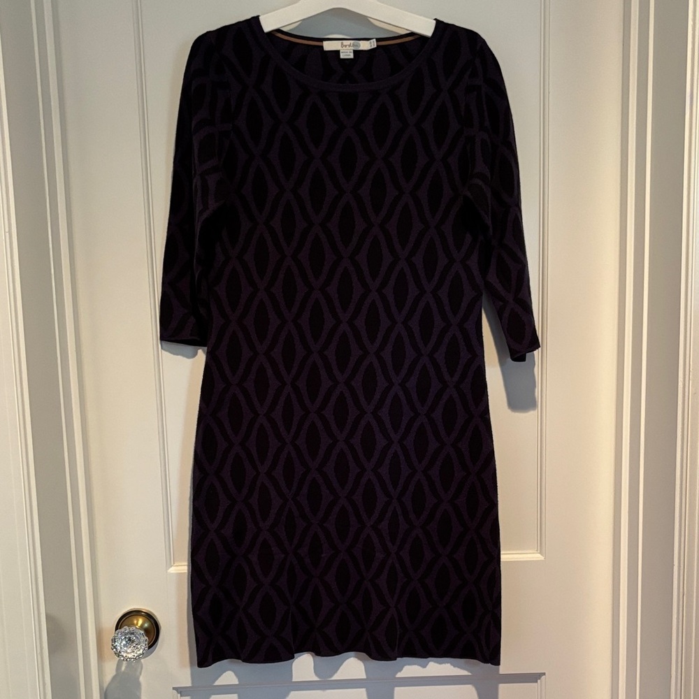 Boden soft & stretchy cotton blend dress in diamond / geometric pattern